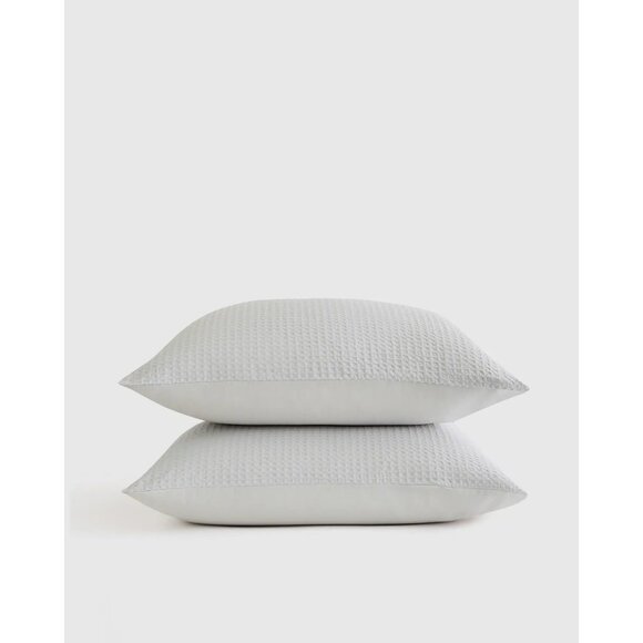 NWOT Quince Lux Organic Waffle Pillow Sham Set of 2 Light Grey King  20”x36” - Picture 1 of 4